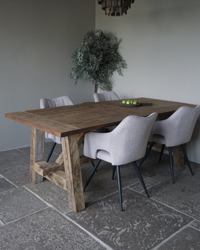 Rene Houtman Oud Eikenhouten Tafel | L220 x B100 x H78.5 cm
