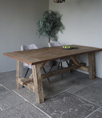 Rene Houtman Oud Eikenhouten Tafel | L220 x B100 x H78.5 cm