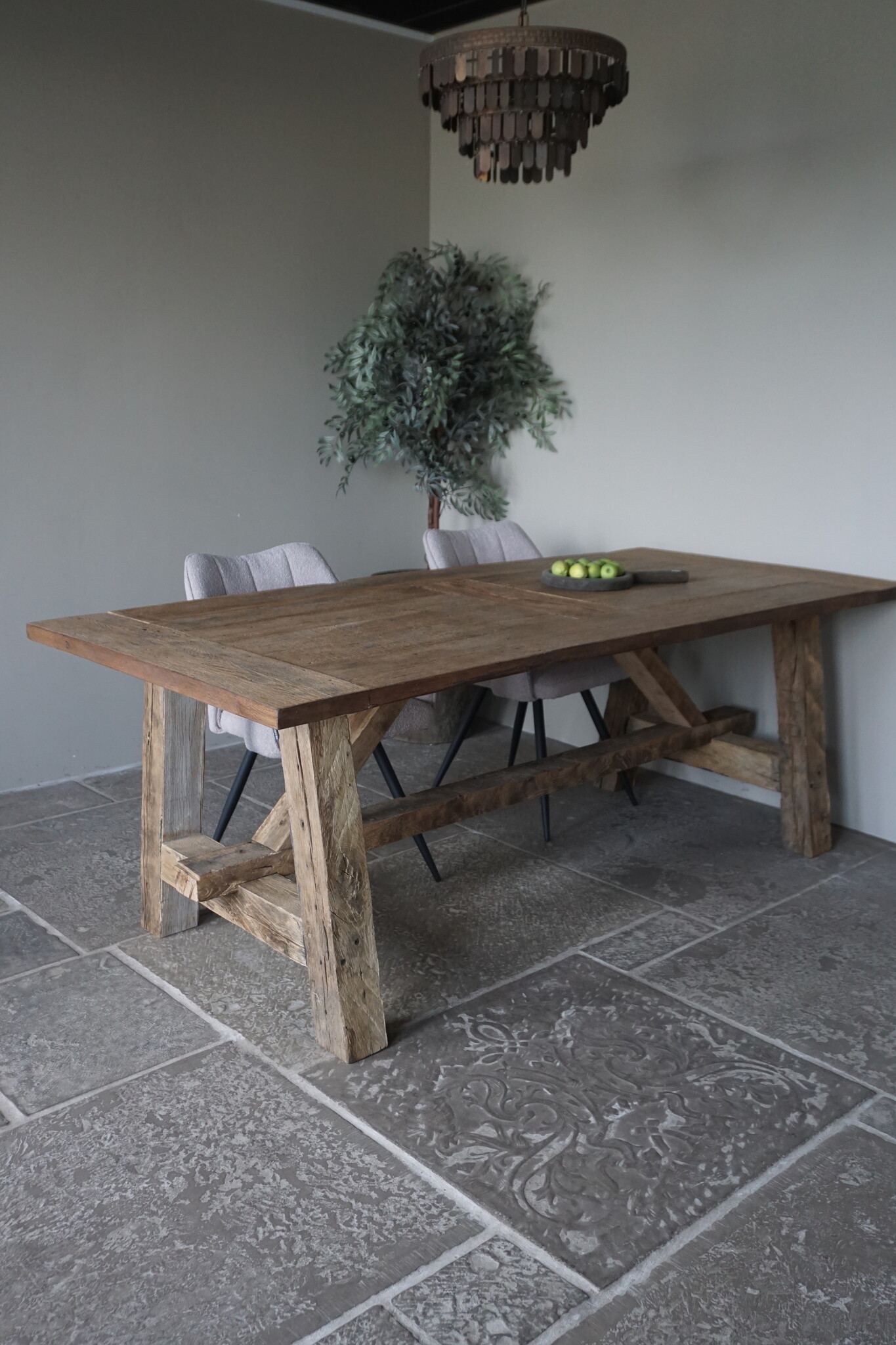 Rene Houtman Oud Eikenhouten Tafel | L220 x B100 x H78.5 cm