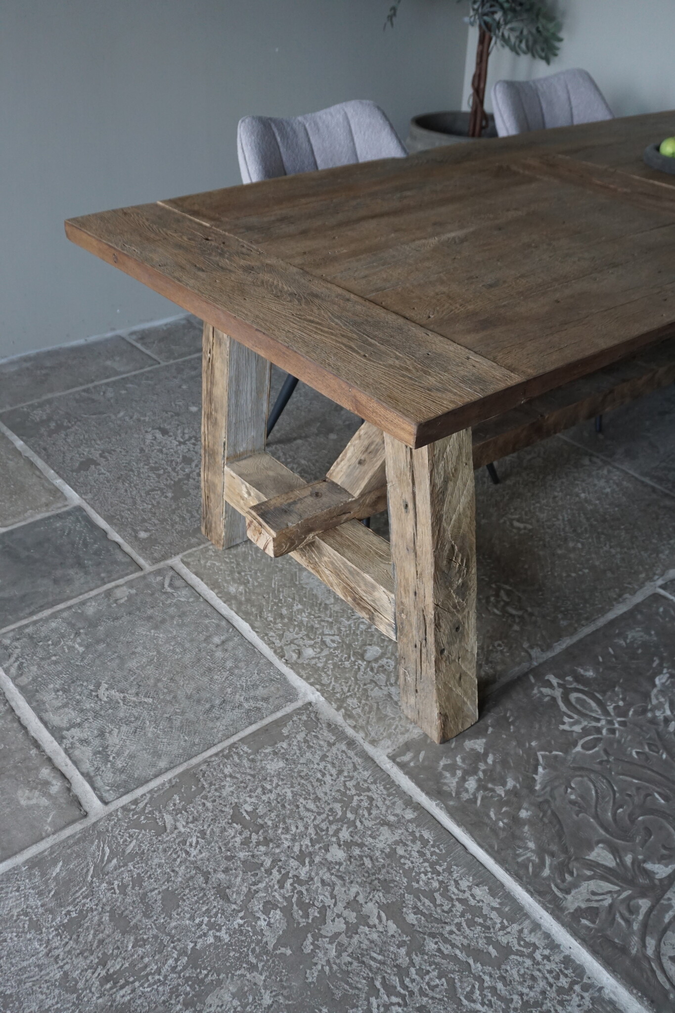 Rene Houtman Oud Eikenhouten Tafel | L220 x B100 x H78.5 cm