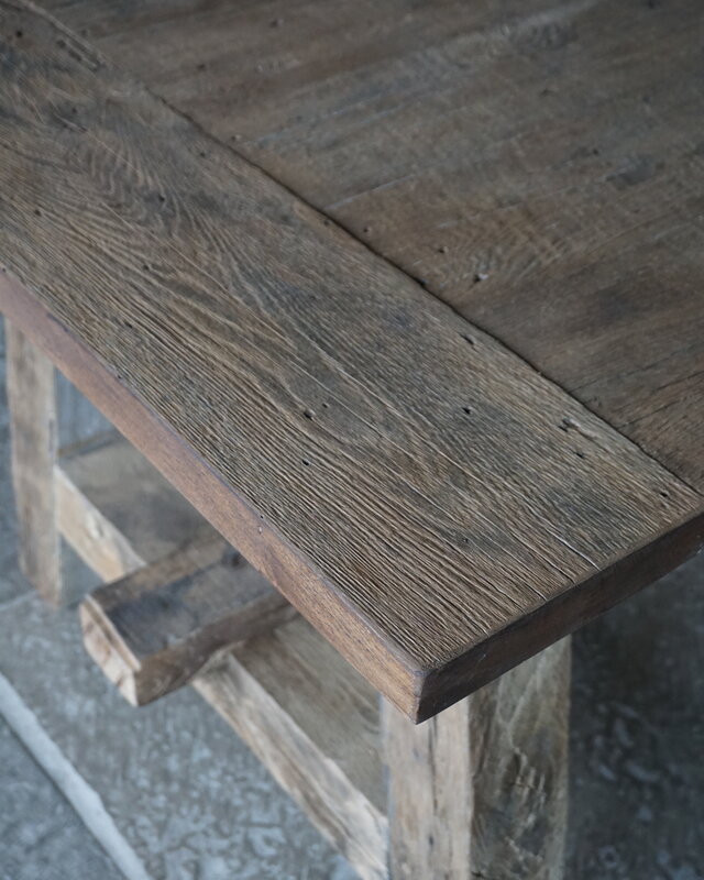 Rene Houtman Oud Eikenhouten Tafel | L220 x B100 x H78.5 cm