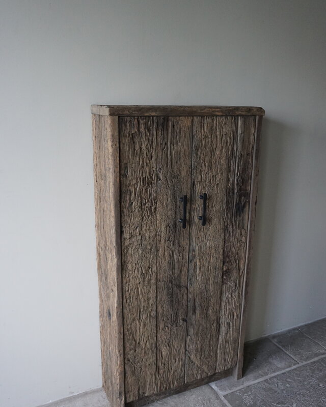 Rene Houtman Kast Massief Oud Eikenhout Geborsteld - Kies Maat