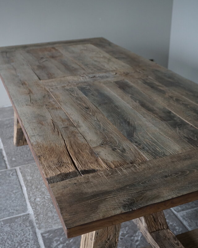 Rene Houtman Oud Eikenhouten Tafel | L220 x B100 x H79 cm