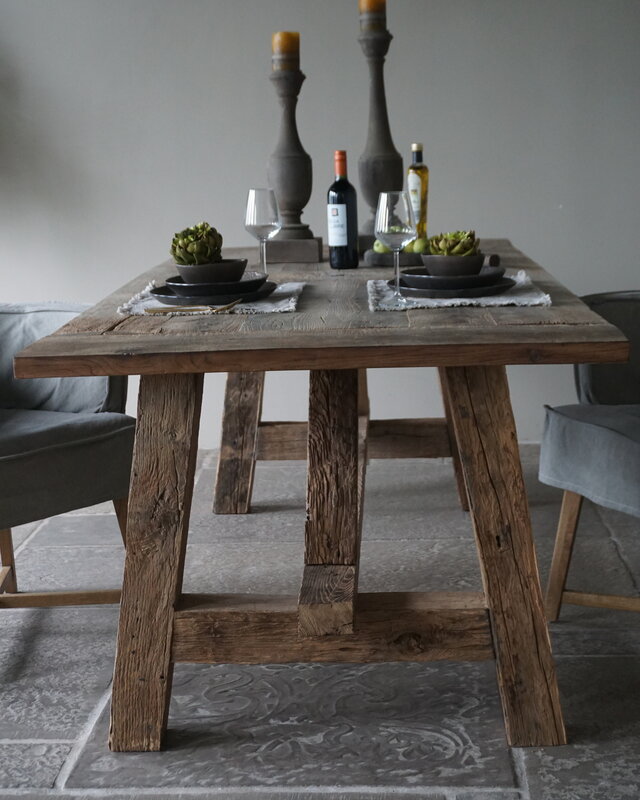 Rene Houtman Oud Eikenhouten Tafel | L220 x B100 x H79 cm