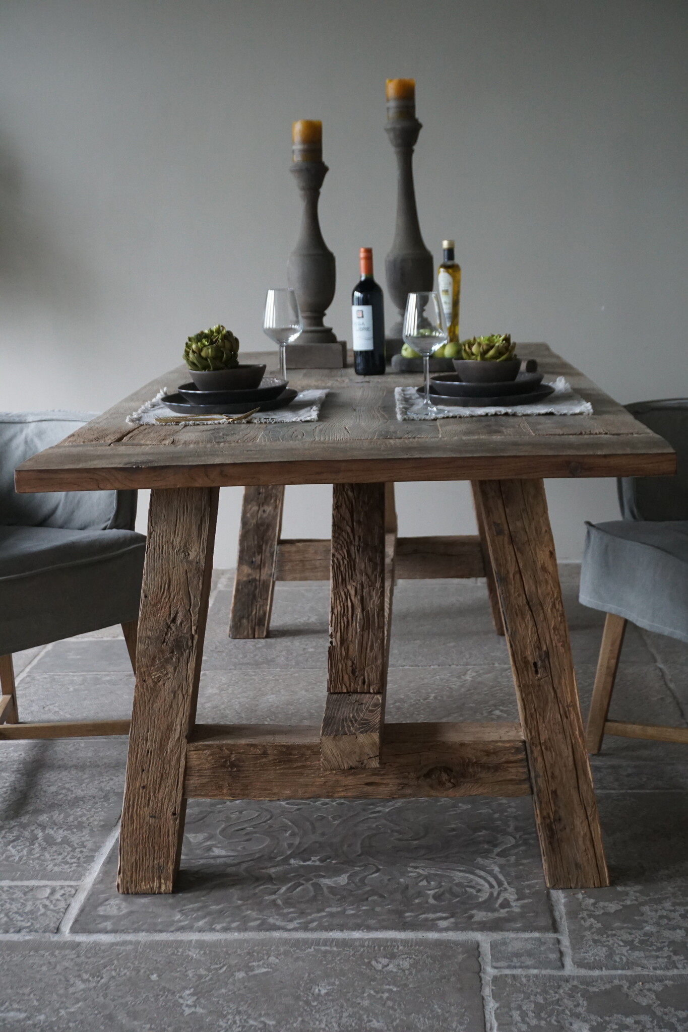 Rene Houtman Oud Eikenhouten Tafel | L220 x B100 x H79 cm