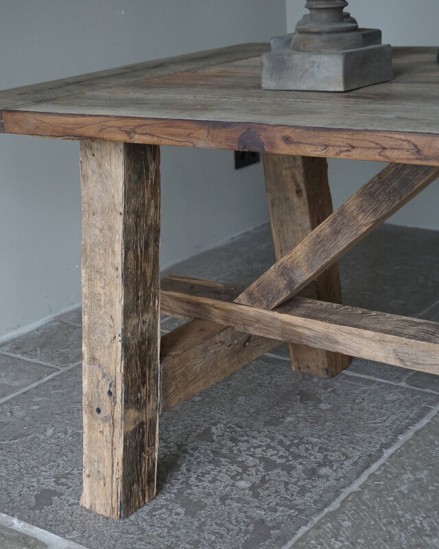 Rene Houtman Oud Eikenhouten Tafel | L220 x B100 x H79 cm