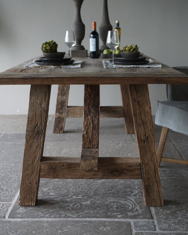 Rene Houtman Oud Eikenhouten Tafel | L220 x B100 x H79 cm