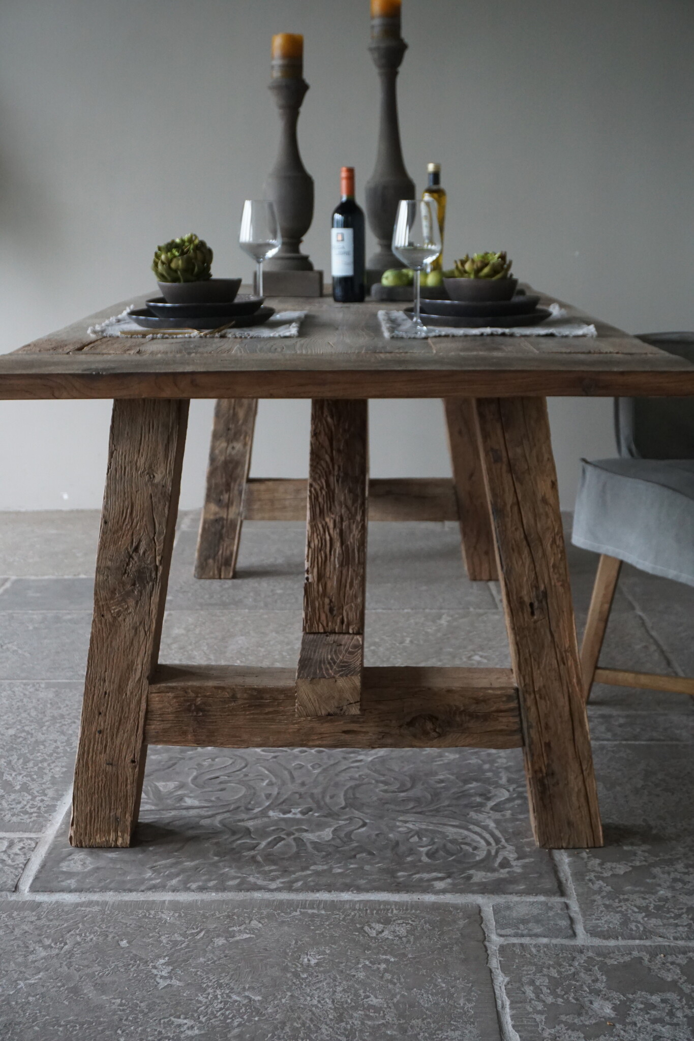 Rene Houtman Oud Eikenhouten Tafel | L220 x B100 x H79 cm