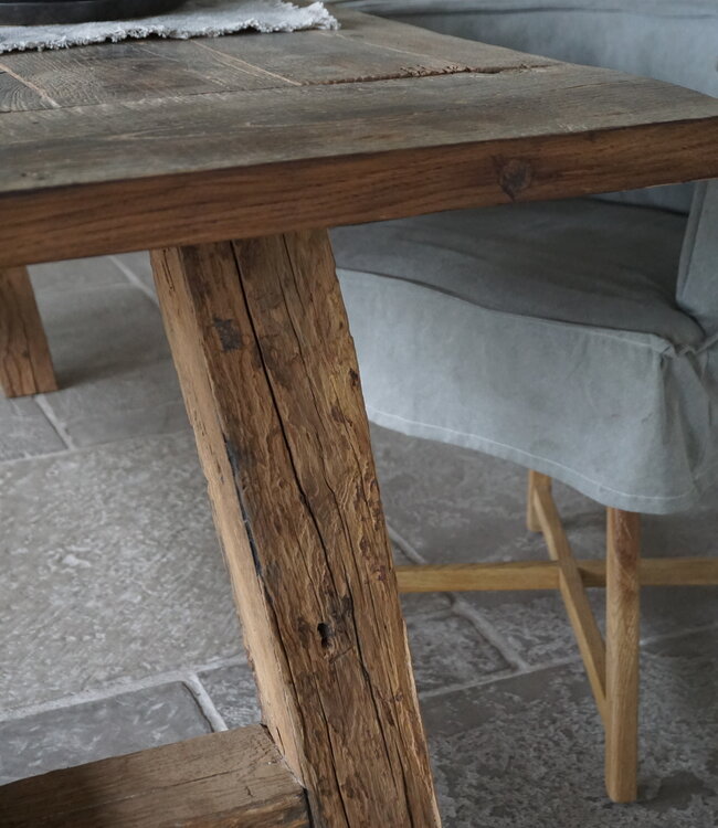 Rene Houtman Oud Eikenhouten Tafel | L220 x B100 x H79 cm