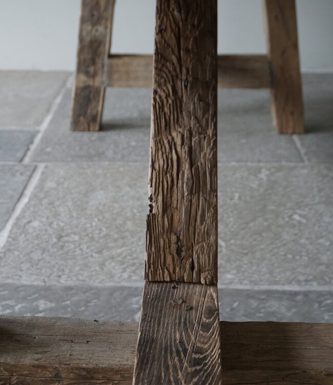 Rene Houtman Oud Eikenhouten Tafel | L220 x B100 x H79 cm