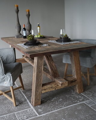 Rene Houtman Oud Eikenhouten Tafel | L220 x B100 x H79 cm
