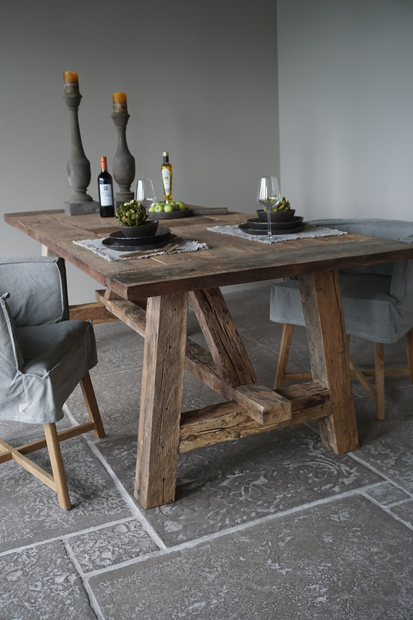 Rene Houtman Oud Eikenhouten Tafel | L220 x B100 x H79 cm