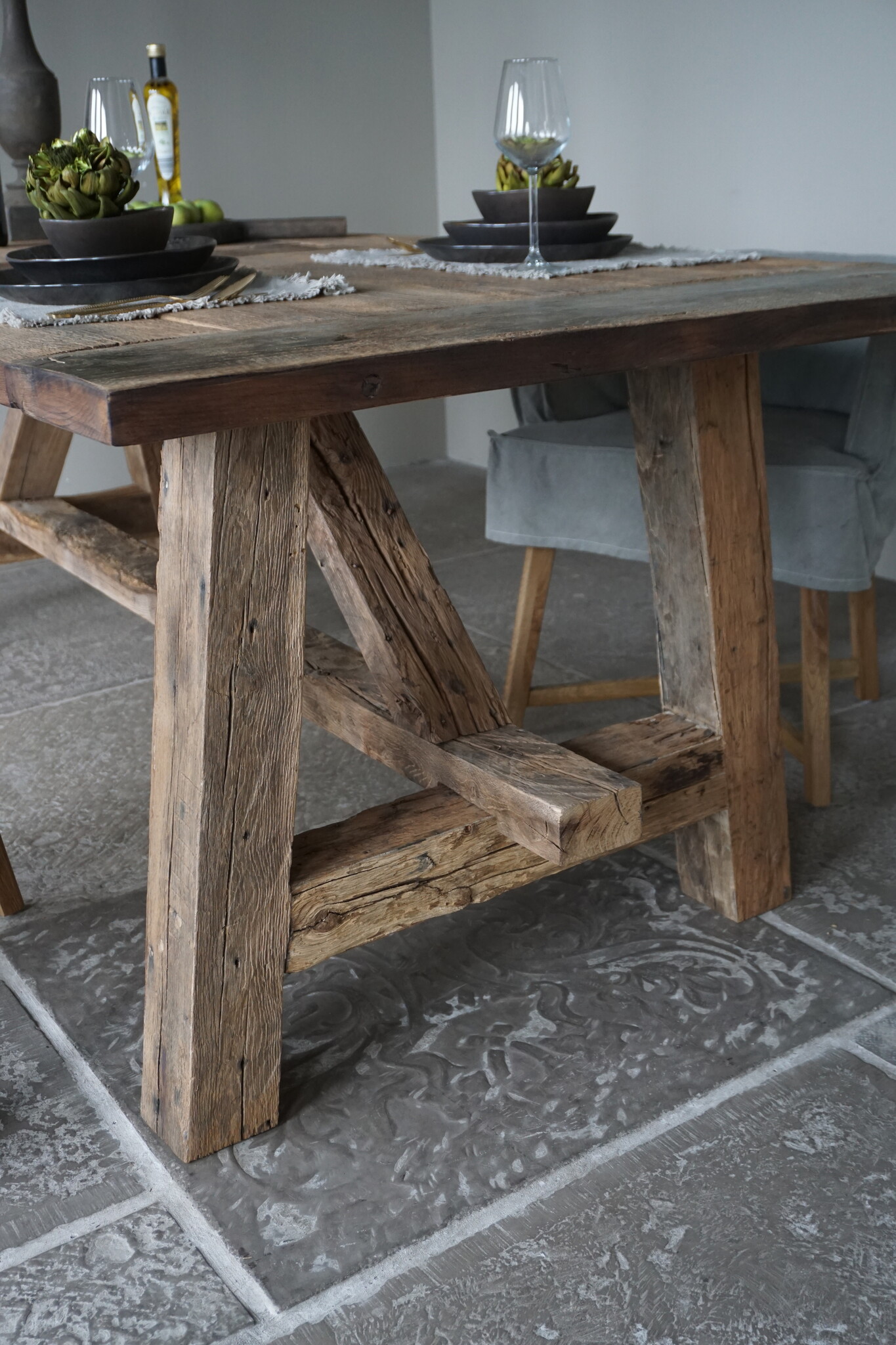 Rene Houtman Oud Eikenhouten Tafel | L220 x B100 x H79 cm