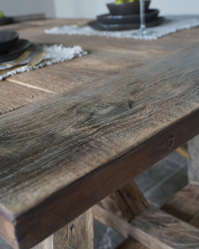 Rene Houtman Oud Eikenhouten Tafel | L220 x B100 x H79 cm