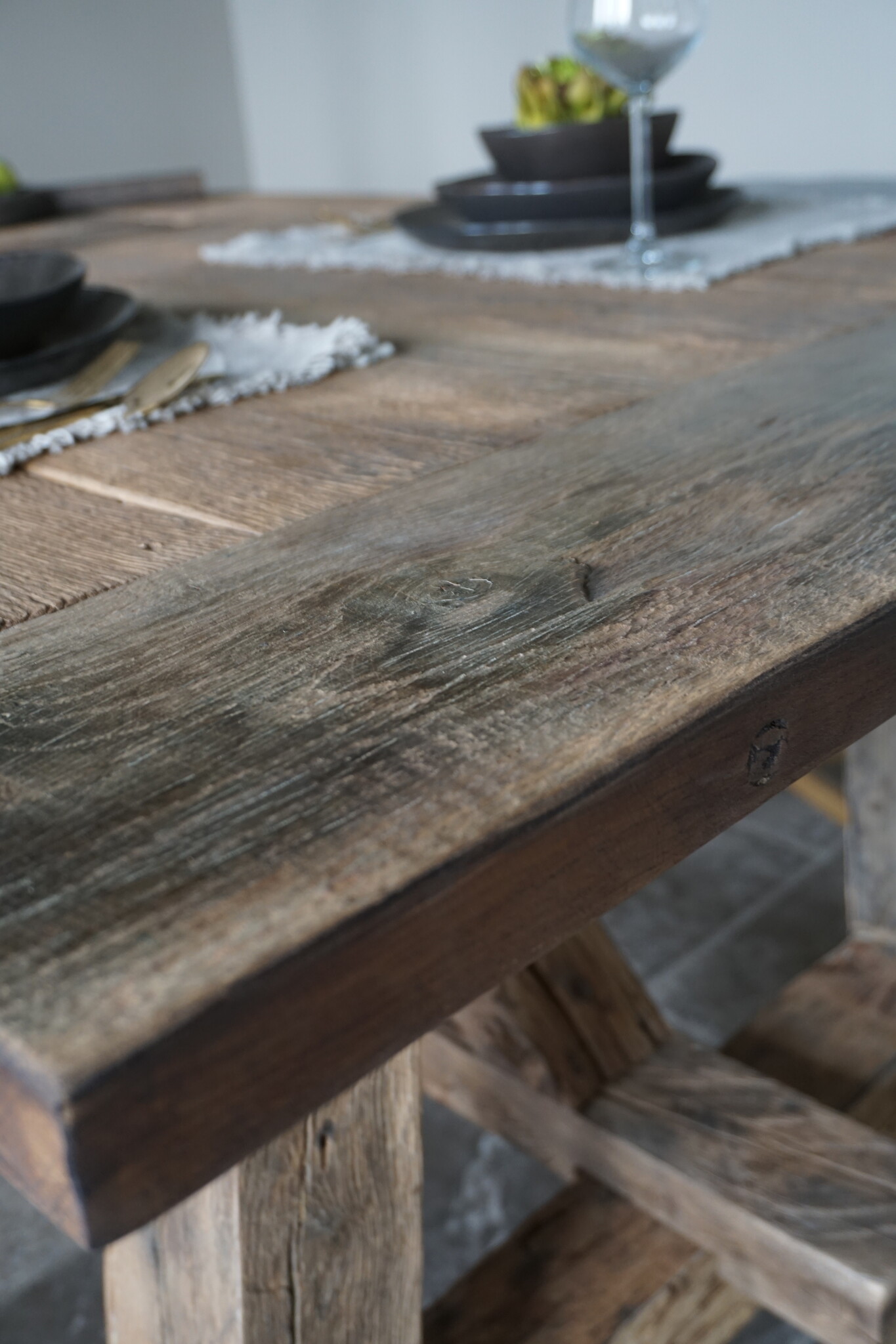 Rene Houtman Oud Eikenhouten Tafel | L220 x B100 x H79 cm