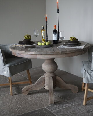 Rene Houtman Eetkamertafel Rond | Hout | Ø121 x H79 cm | Grijs