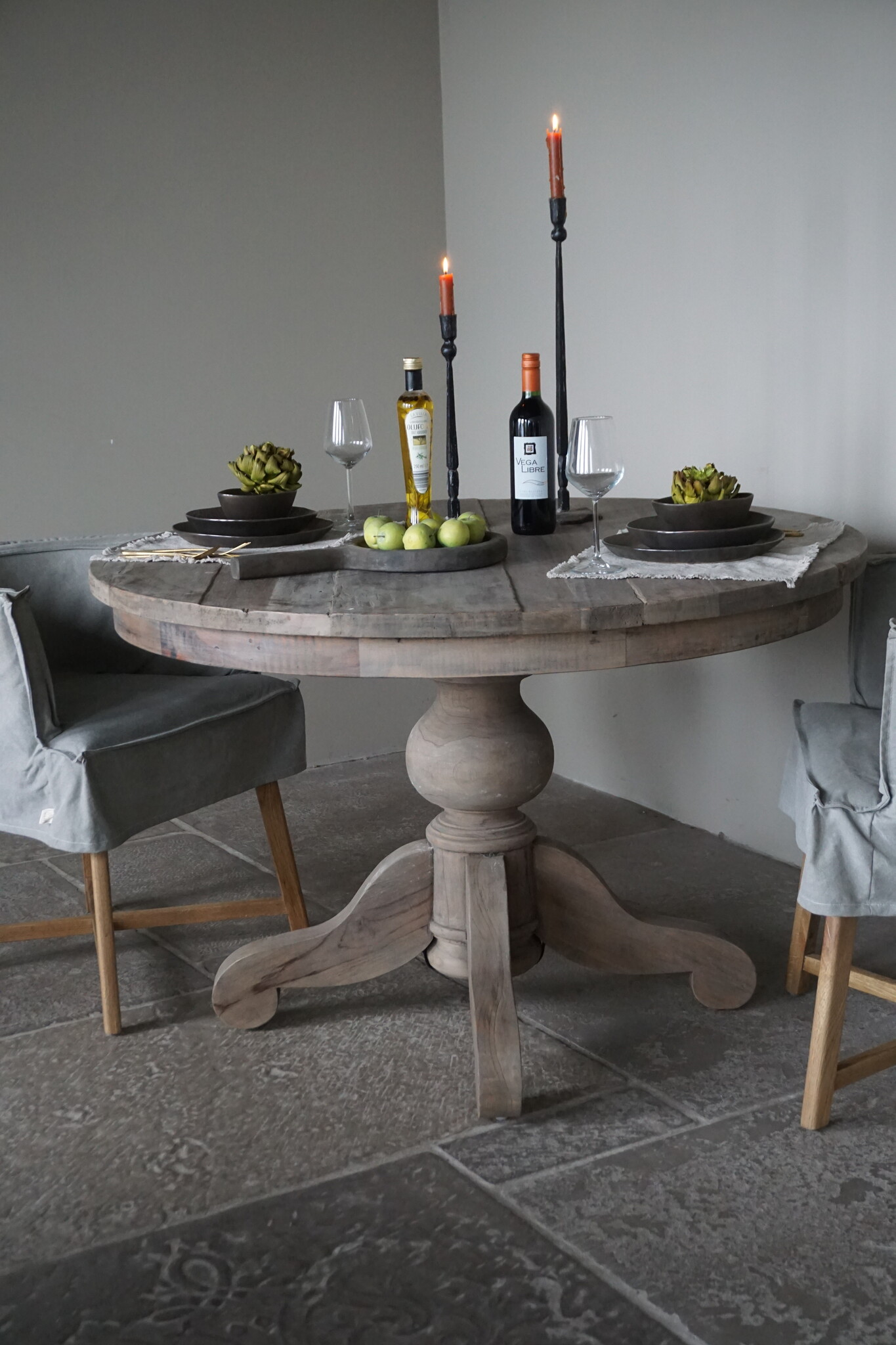 Rene Houtman Eetkamertafel Rond | Hout | Ø121 x H79 cm | Grijs