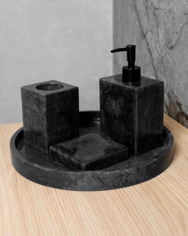 Loutro Bathroomware Badkamerset Met Zeeppompje | Marmer | 3 Kleuren