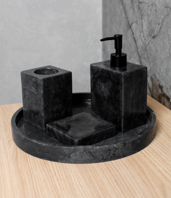 Rene Houtman Badkamerset Met Zeeppompje | Marmer | 3 Kleuren