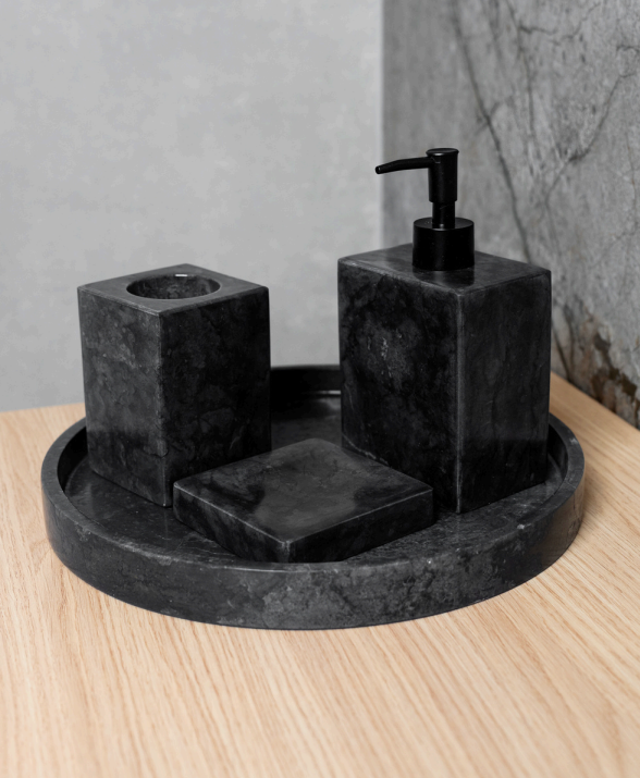 Loutro Bathroomware Badkamerset Met Zeeppompje | Marmer | 3 Kleuren