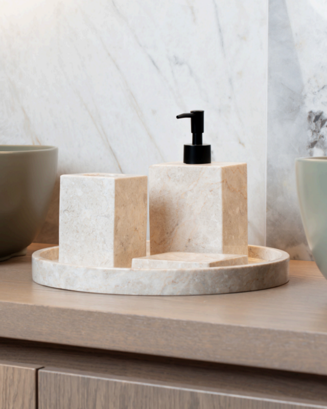 Loutro Bathroomware Badkamerset Met Zeeppompje | Marmer | 3 Kleuren