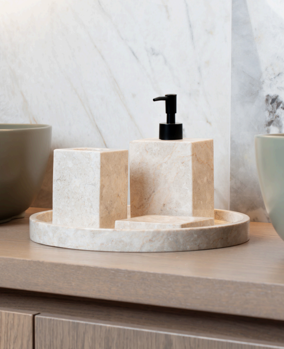 Loutro Bathroomware Badkamerset Met Zeeppompje | Marmer | 3 Kleuren