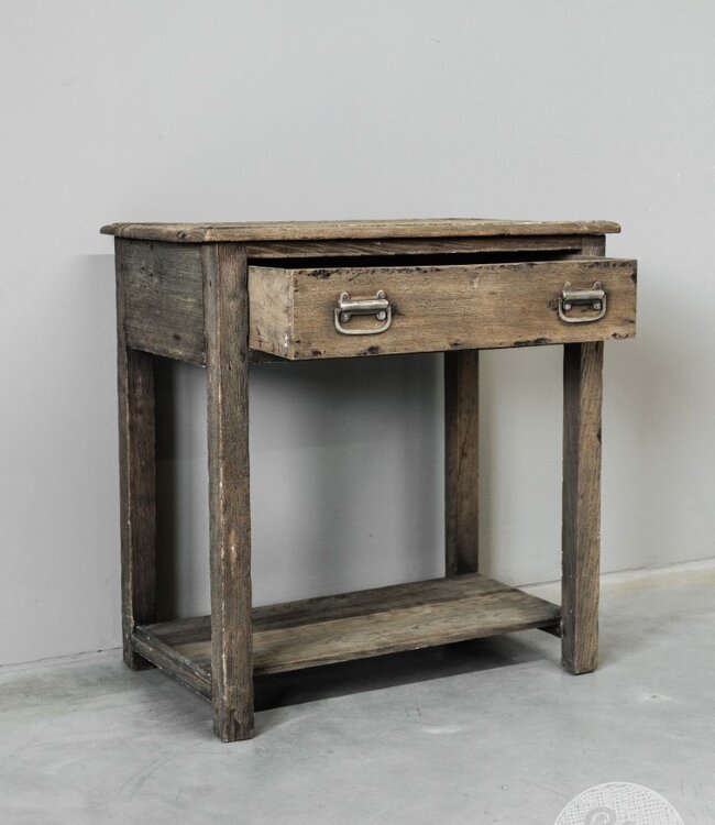 Be-Uniq Oude Haltafel | Rustiek Verweerd | H76 x B74 x D45 cm