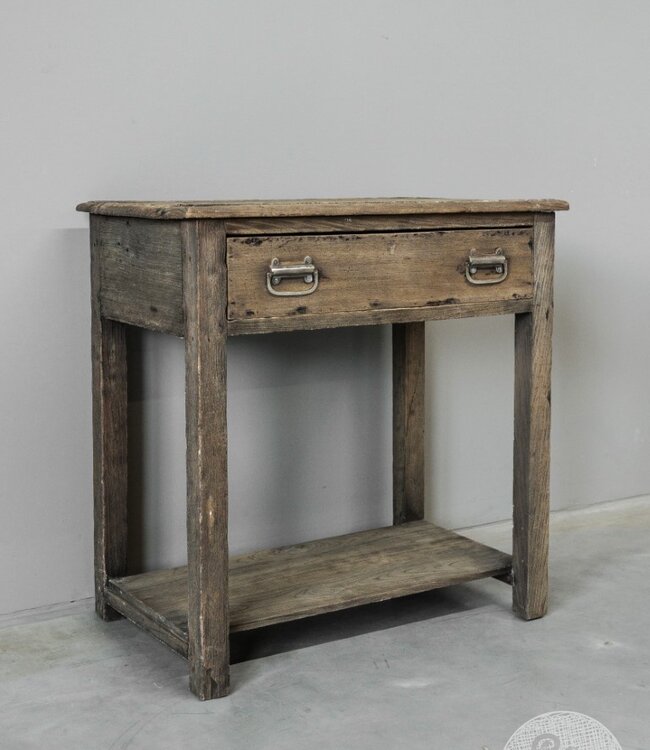 Be-Uniq Oude Haltafel | Rustiek Verweerd | H76 x B74 x D45 cm