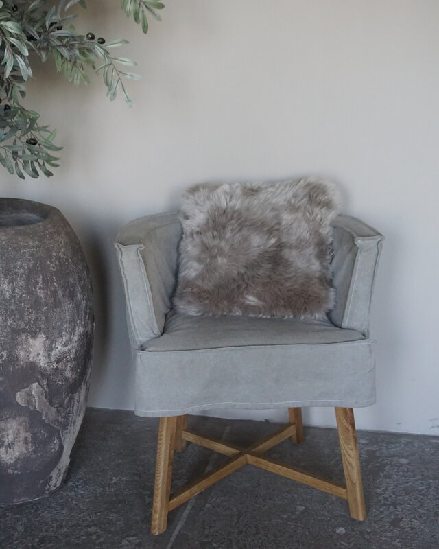Luksa Home Collection Schapenvacht Kussen Beige 40x40 Cm