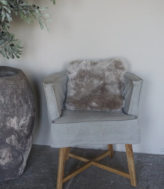 Luksa Home Collection Schapenvacht Kussen Beige 40x40 Cm