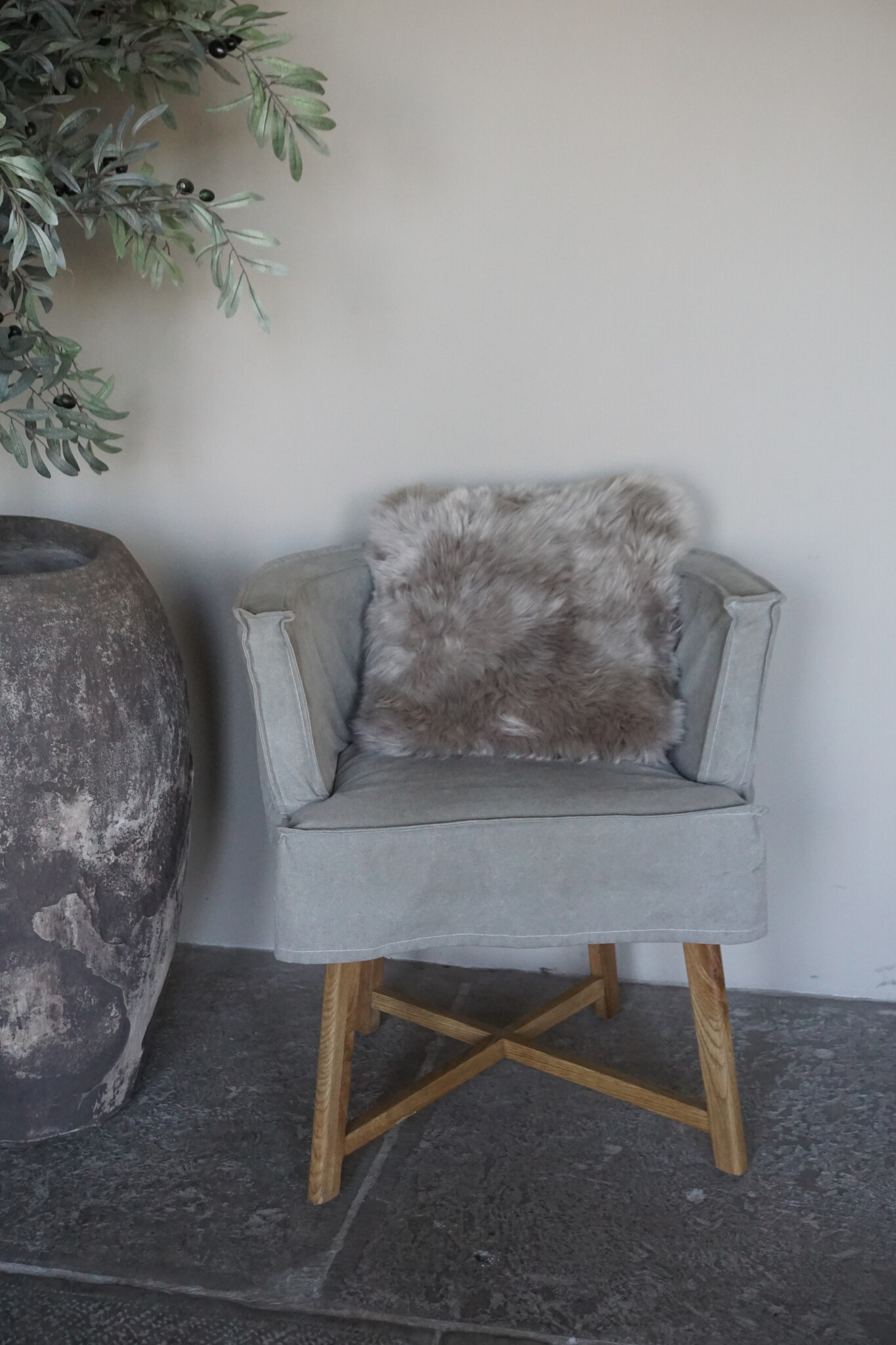 Luksa Home Collection Schapenvacht Kussen Beige 40x40 Cm