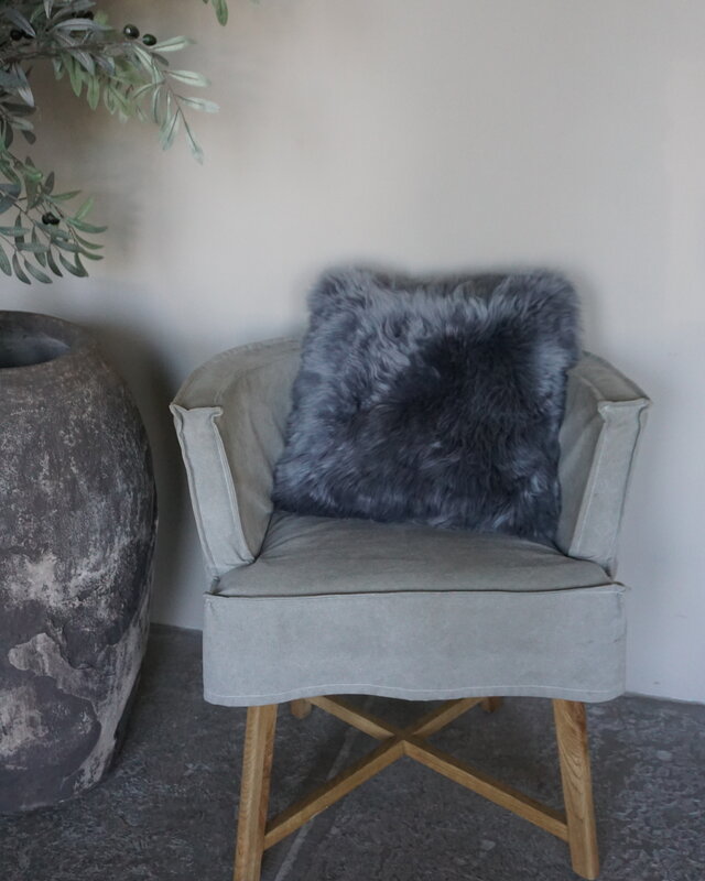 Luksa Home Collection Schapenvacht Kussen Antraciet 40x40 Cm