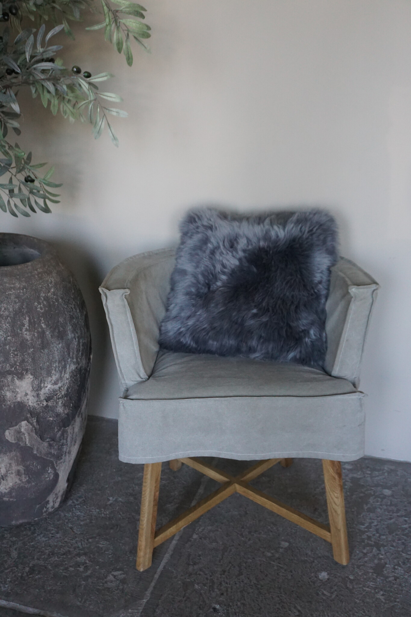 Luksa Home Collection Schapenvacht Kussen Antraciet 40x40 Cm