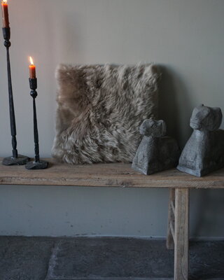 Luksa Home Collection Schapenvacht Kussen Taupe 40x40 Cm