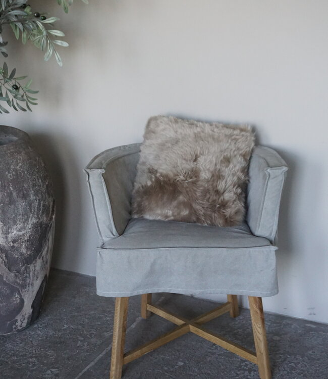 Luksa Home Collection Schapenvacht Kussen Taupe 40x40 Cm