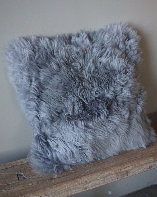 Luksa Home Collection Schapenvacht Kussen Grijs 40x40 Cm