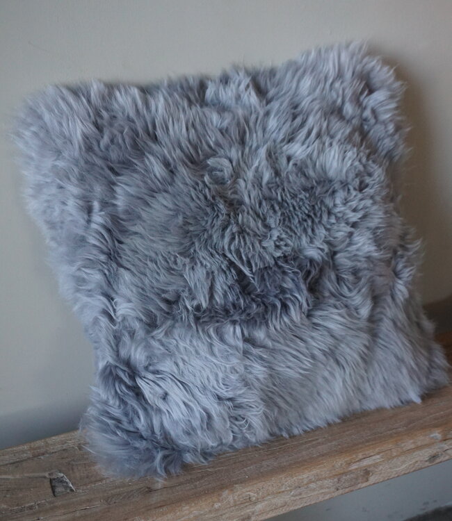 Luksa Home Collection Schapenvacht Kussen Grijs 40x40 Cm