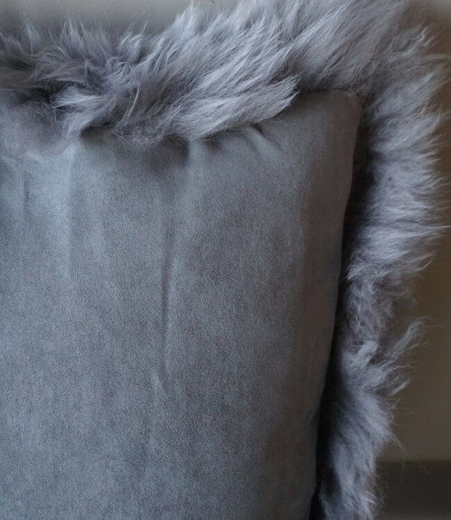 Luksa Home Collection Schapenvacht Kussen Grijs 40x40 Cm