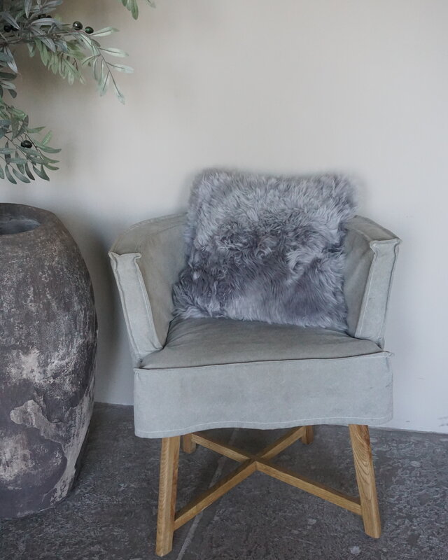 Luksa Home Collection Schapenvacht Kussen Grijs 40x40 Cm