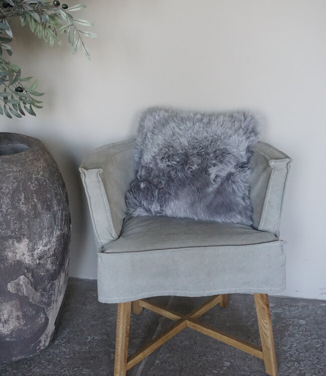 Luksa Home Collection Schapenvacht Kussen Grijs 40x40 Cm