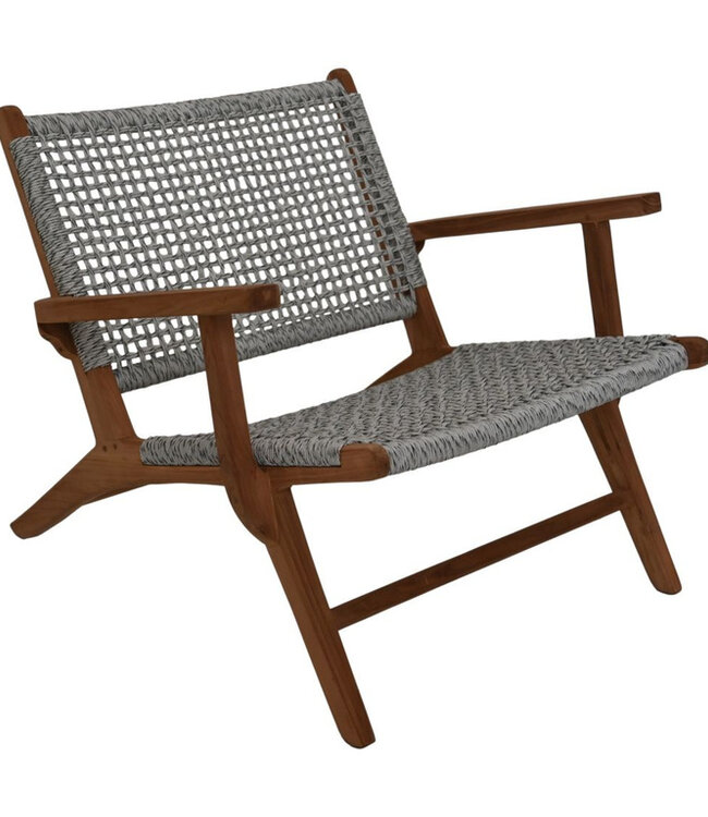 HSM Collection Tuin stoel Rio met armleuning- 80x80x67 - wit/naturel - Teak/bananenblad