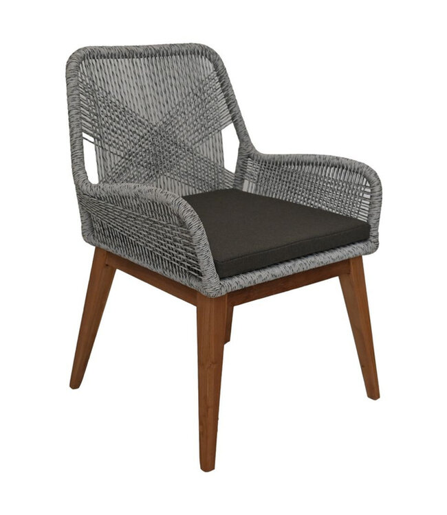 HSM Collection Tuinstoel Coco incl. kussen - 60x64x87 - grijs/naturel - Teak/banana