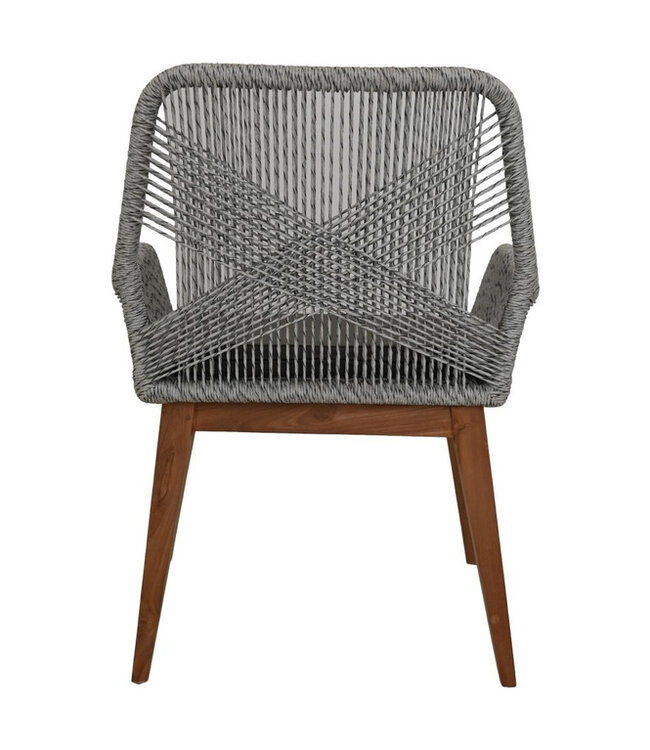 HSM Collection Tuinstoel Coco incl. kussen - 60x64x87 - grijs/naturel - Teak/banana