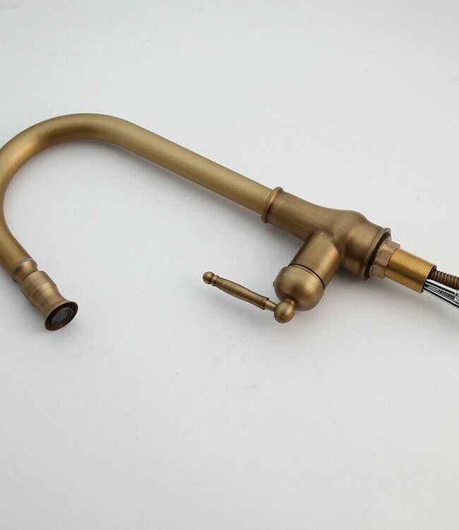 Rene Houtman Nostalgische keukenkraan brons H39.5 Cm Uittrekbaar