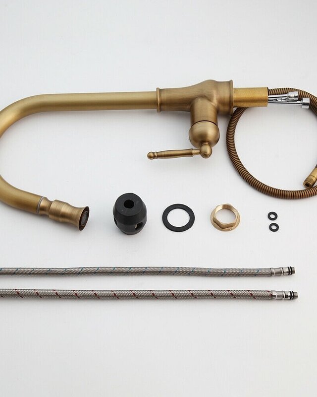 Rene Houtman Nostalgische keukenkraan brons H39.5 Cm Uittrekbaar