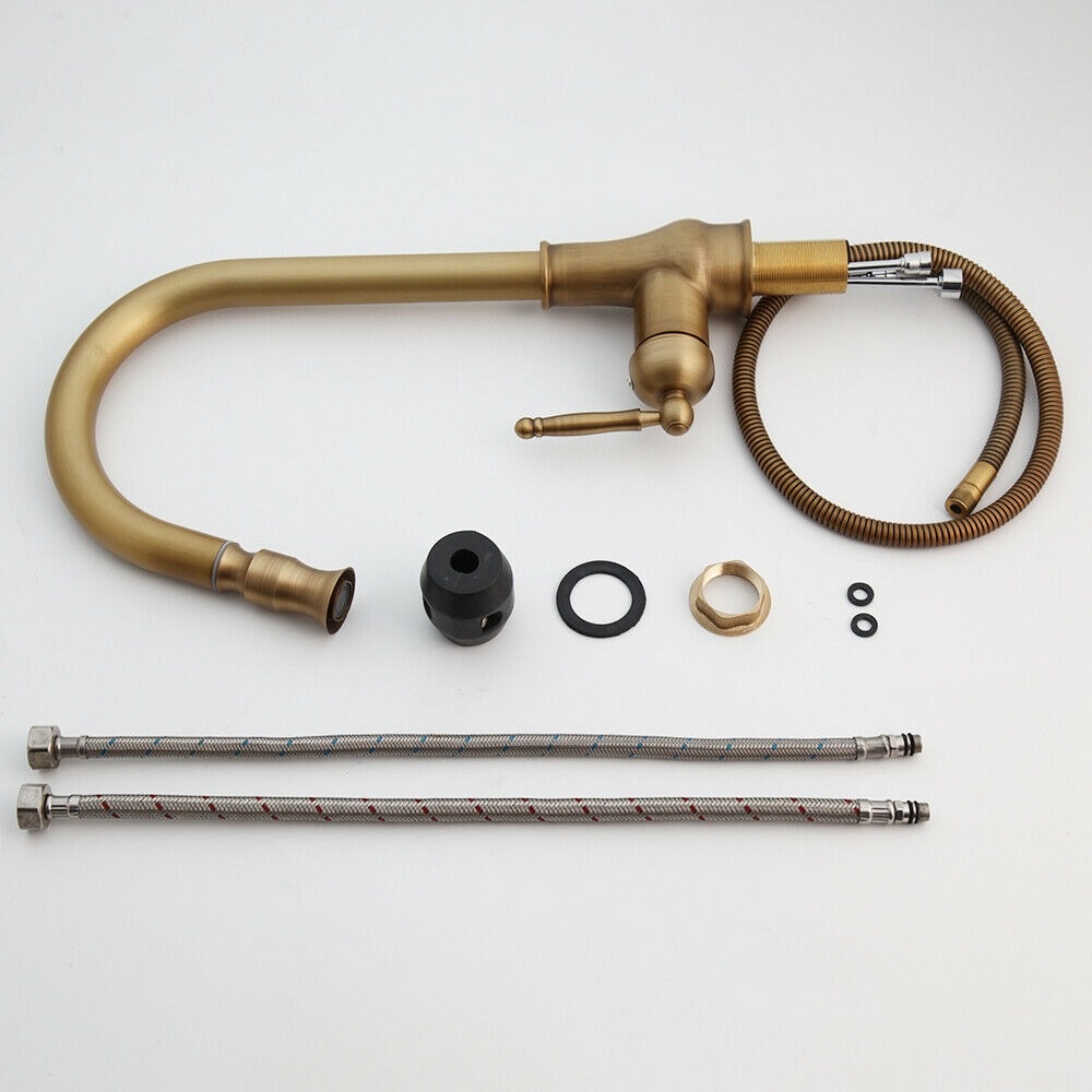 Rene Houtman Nostalgische keukenkraan brons H39.5 Cm Uittrekbaar