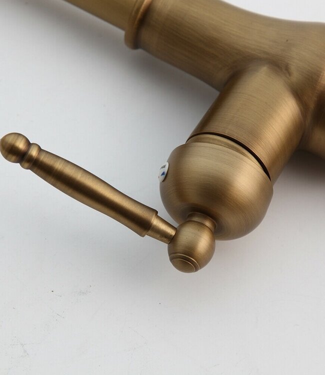 Rene Houtman Nostalgische keukenkraan brons H39.5 Cm Uittrekbaar