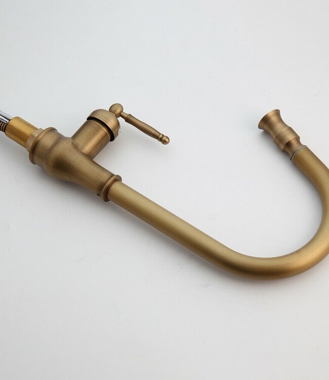 Rene Houtman Nostalgische keukenkraan brons H39.5 Cm Uittrekbaar