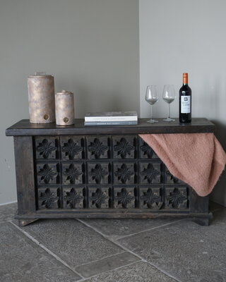 Rene Houtman Dekenkist Met Klep | Zwart | India | H59 x B120 x D41 cm