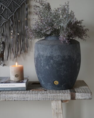 Brynxz Planter Straight With Neck | Stone Black | H35 x D31 cm